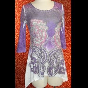 J.T.B purple paisley tunic bohemian blouse S